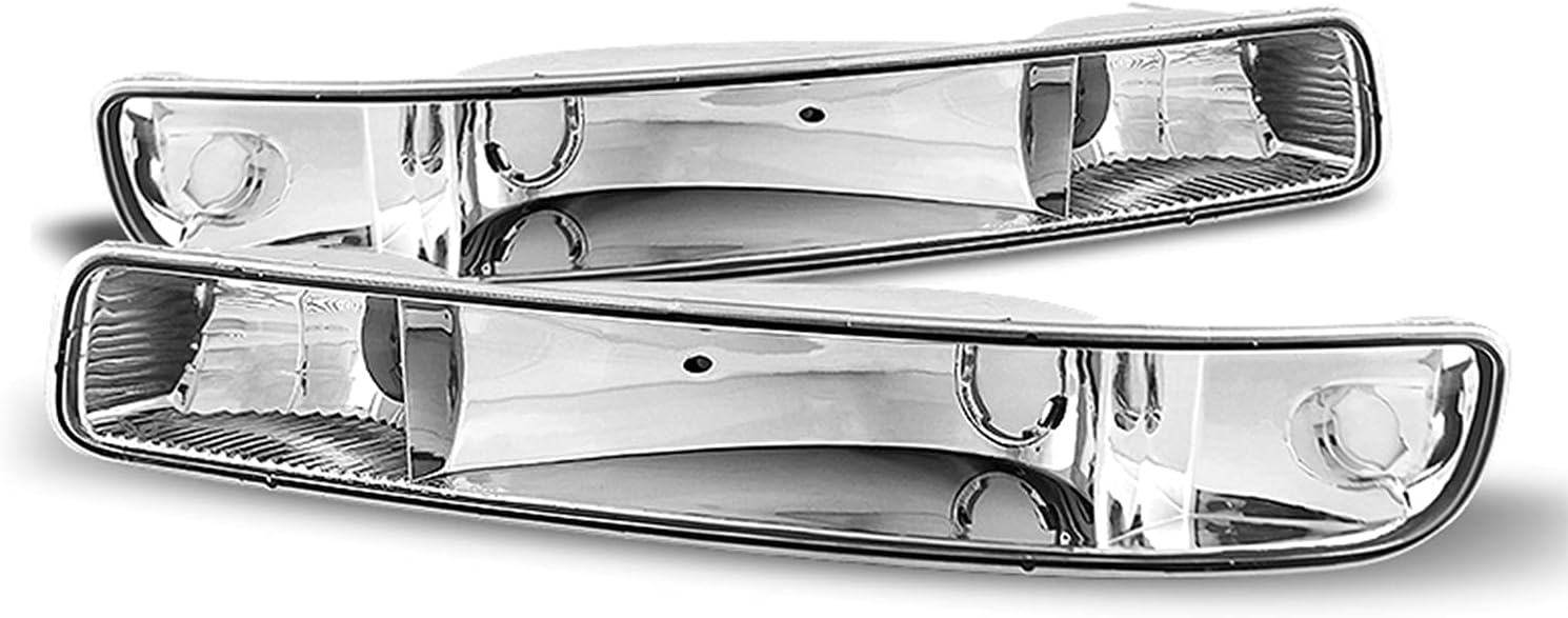 AKKON - Fit 2000-2006 GMC Sierra Yukon LED Bar DRL Projcetor Headlights with Bumper Turning Lights - Chrome Housing