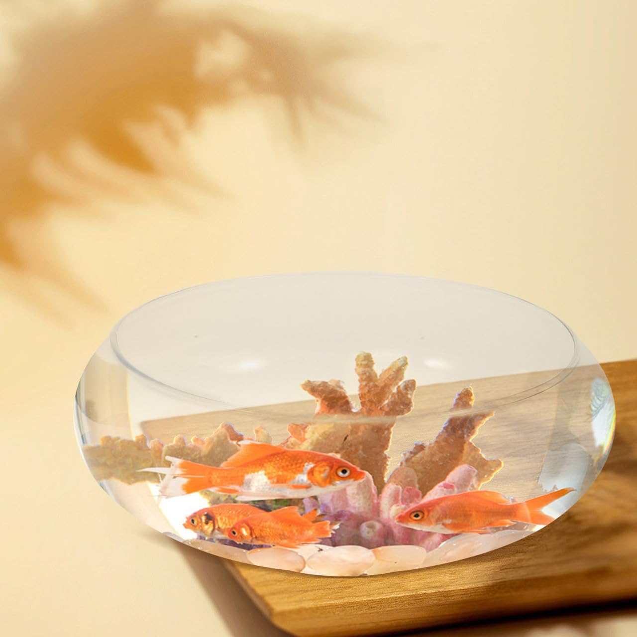 Jarrón Transparente para Peces, Cuenco de Burbujas de Vidrio, Maceta Redonda Profunda, terrario, Cuenco de Lirio de Agua, jarrón de Boca Ancha, Maceta hidropónica de Cristal, Cuenco de