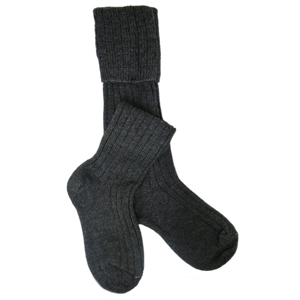 Gleann Righ Men's Charcoal Merino Wool Kilt Hose-Size US 9-11