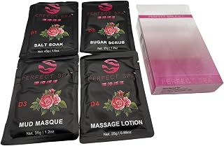 Perfect Spa Lemon 4-in-1 Pedicure Kit, Professional Salon Treatment with Salt Soak, Sugar Scrub, Mud Masque, Massage Lotion, Box of 50 Complete Sets for Foot Care