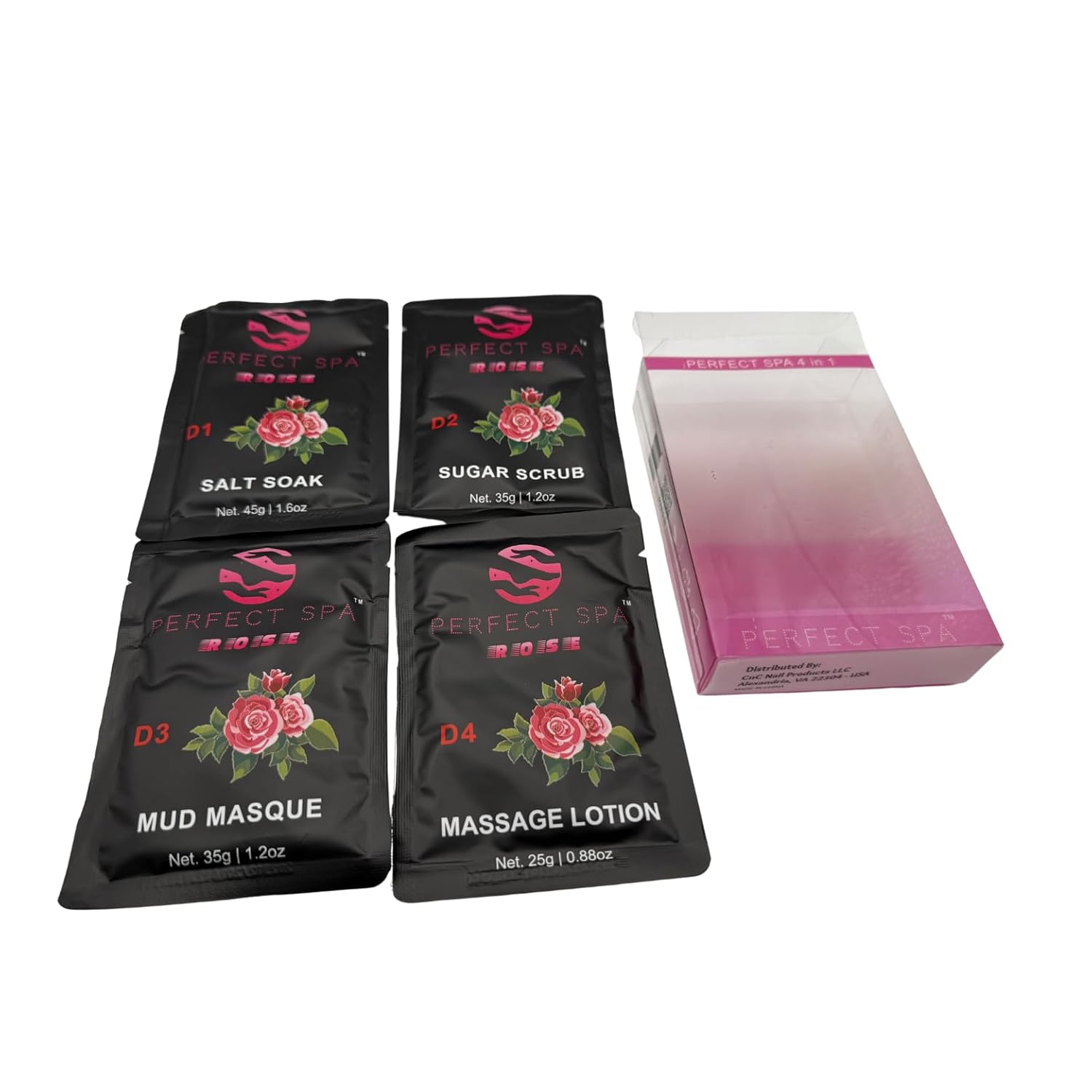 Perfect Spa Lemon 4-in-1 Pedicure Kit, Professional Salon Treatment with Salt Soak, Sugar Scrub, Mud Masque, Massage Lotion, Box of 50 Complete Sets for Foot Care