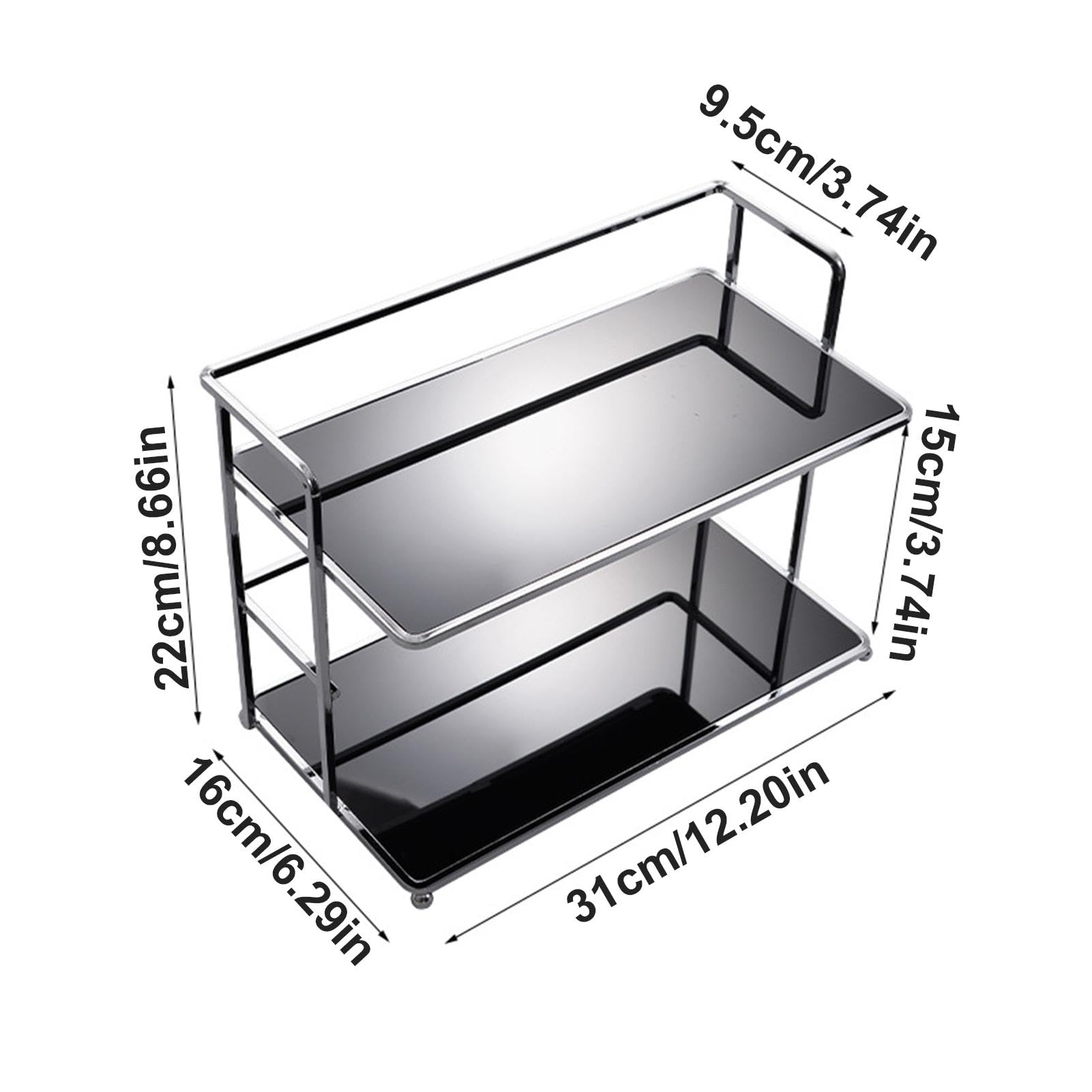 Scaffale Per Tazze Da Caffè A 2 Livelli – Organizer Da Cucina In ABS, 33,5×18,5×17,5 Cm, Con Vassoio Rimovibile