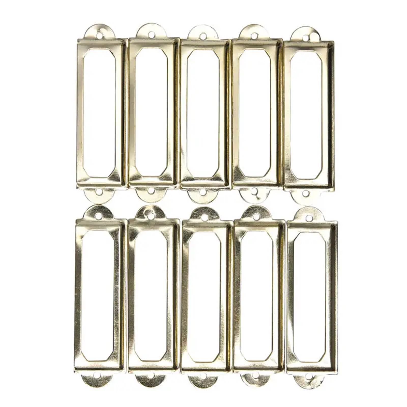 Lot de 50 étiquettes en métal antique pour dossiers de fichiers – Bronze, or, argent pour bureau, bibliothèque, tiroir, étagères (doré, 24 x 60 mm)