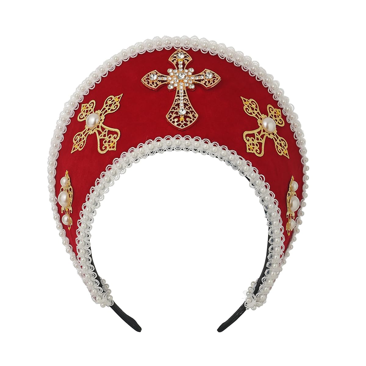 BPURB Tudor Queen Coronet Sombrero con Capucha para Mujer Anne Boleyn Sombrero Isabelino Diadema Francesa Real para Cosplay Fiesta