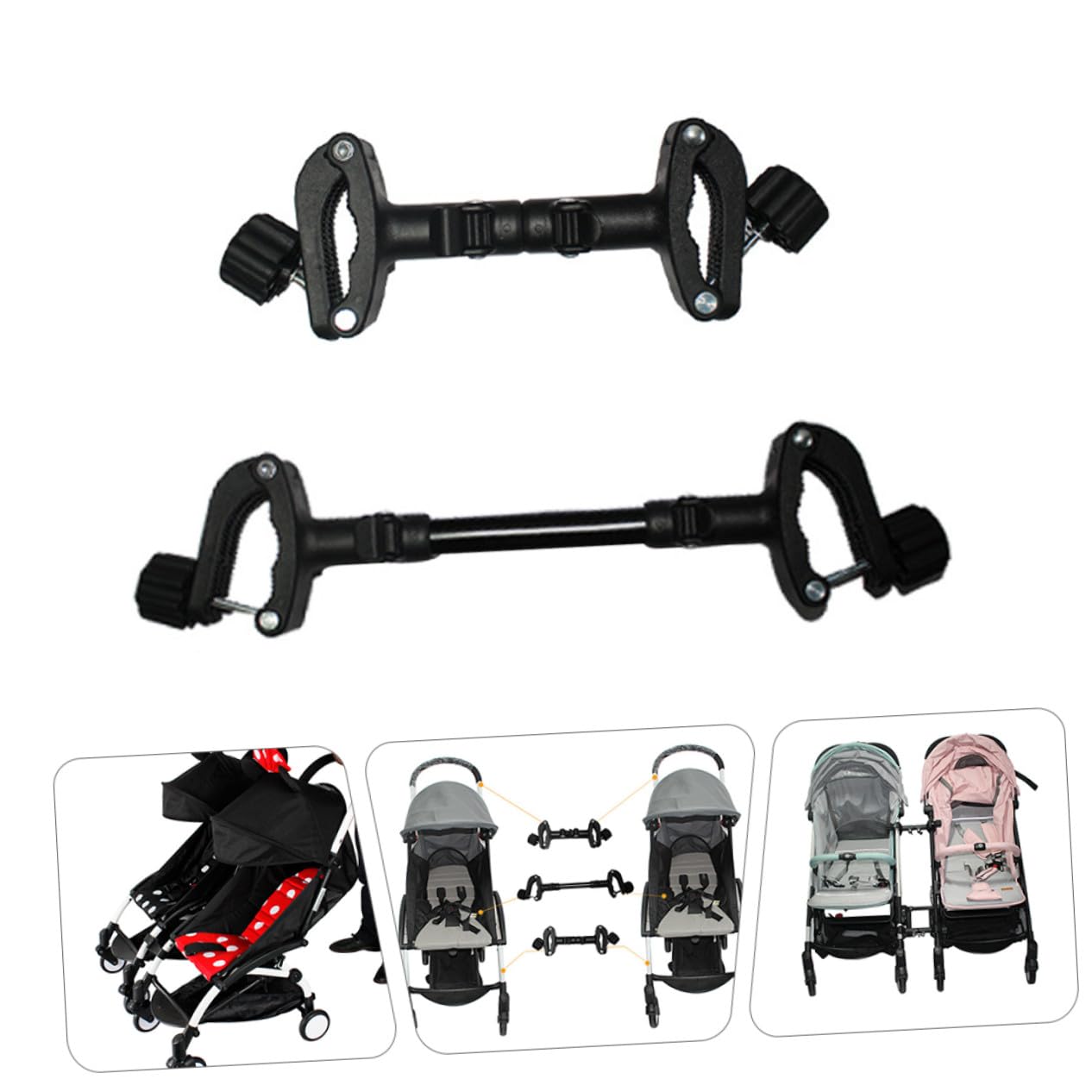 Conector para Cochecito Doble Ajustable, 3 Piezas de Hierro
