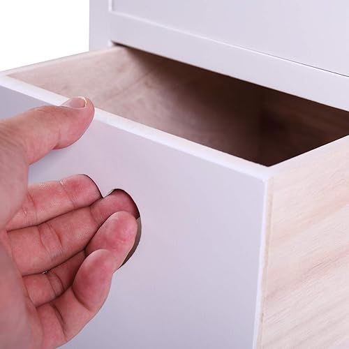 Miniatura 6 de Estantería de almacenamiento totalmente montada con 3 cajones de madera maciza color blanco