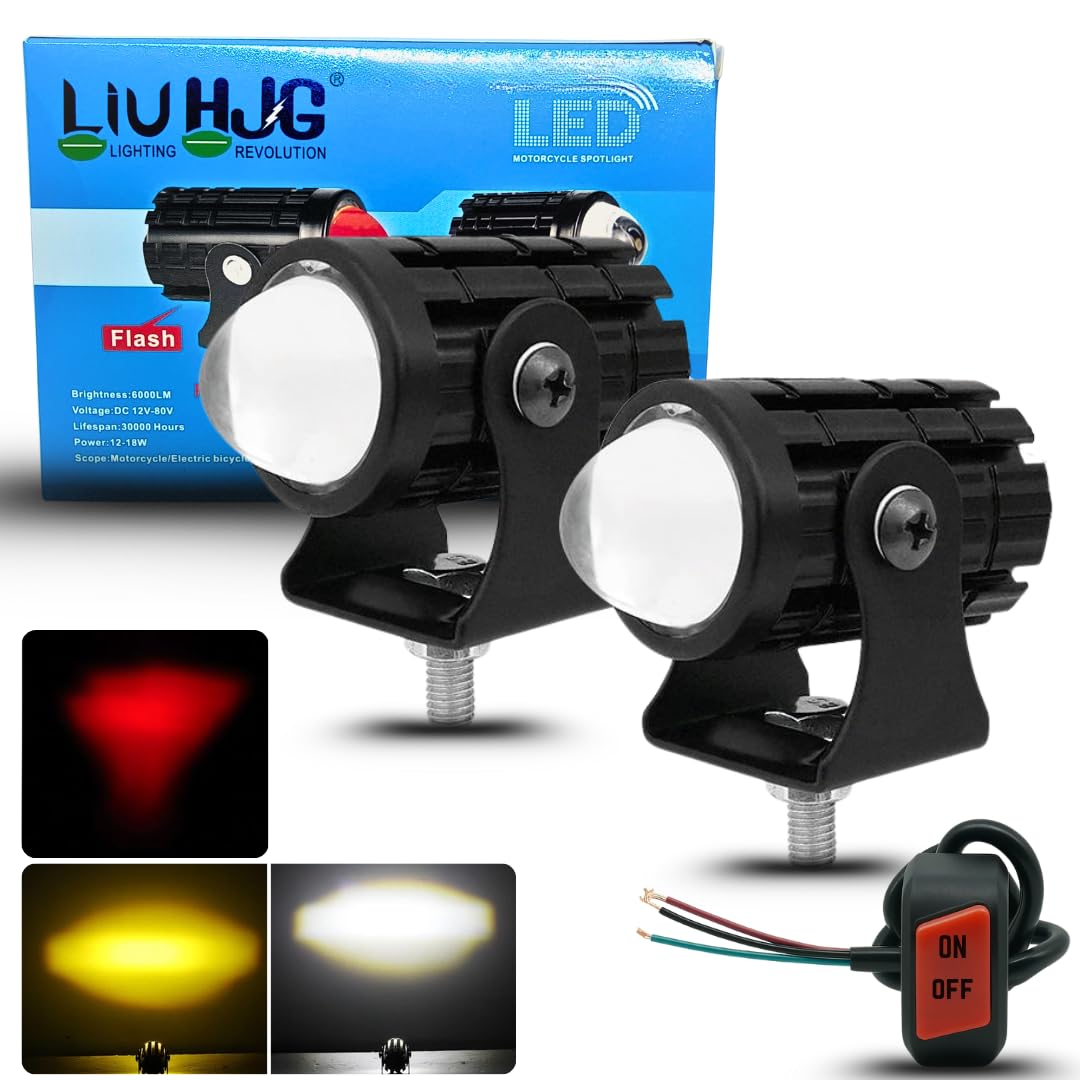 LIU HJG Mini U10 LED Fog Lamp 36W | Dual Beam Yellow/White + Red Devil Eye DRL | High Bright Waterproof Driving Light | Universal Fit for Bike & Car Models | Wide 10V–80V Support (Pack of 2)-image-33
