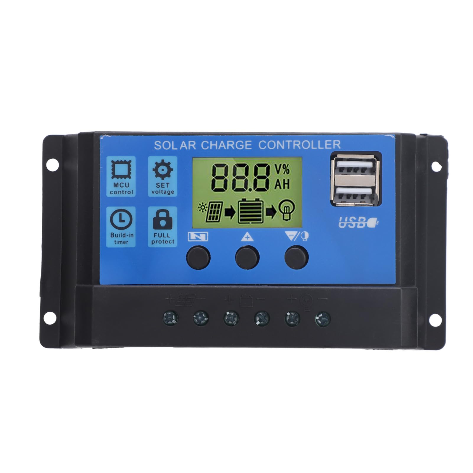 Caricatore a Batteria Solare, Caricatore Solare del Pannello della Batteria con Controller di Carica Policstalline da 10 W 12V Polycristalline IP65 Portable Portable 30A per Esterno