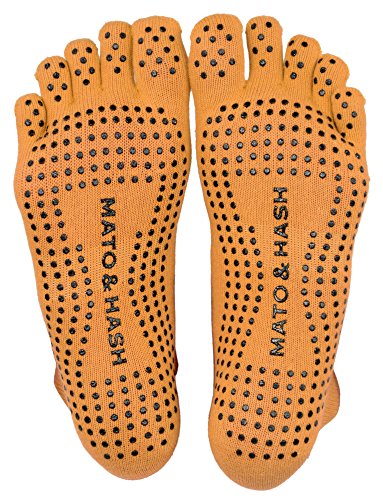 Image of Mato & Hash 5-Toe Exercise Barefoot Feel Yoga Socks With Full Grip