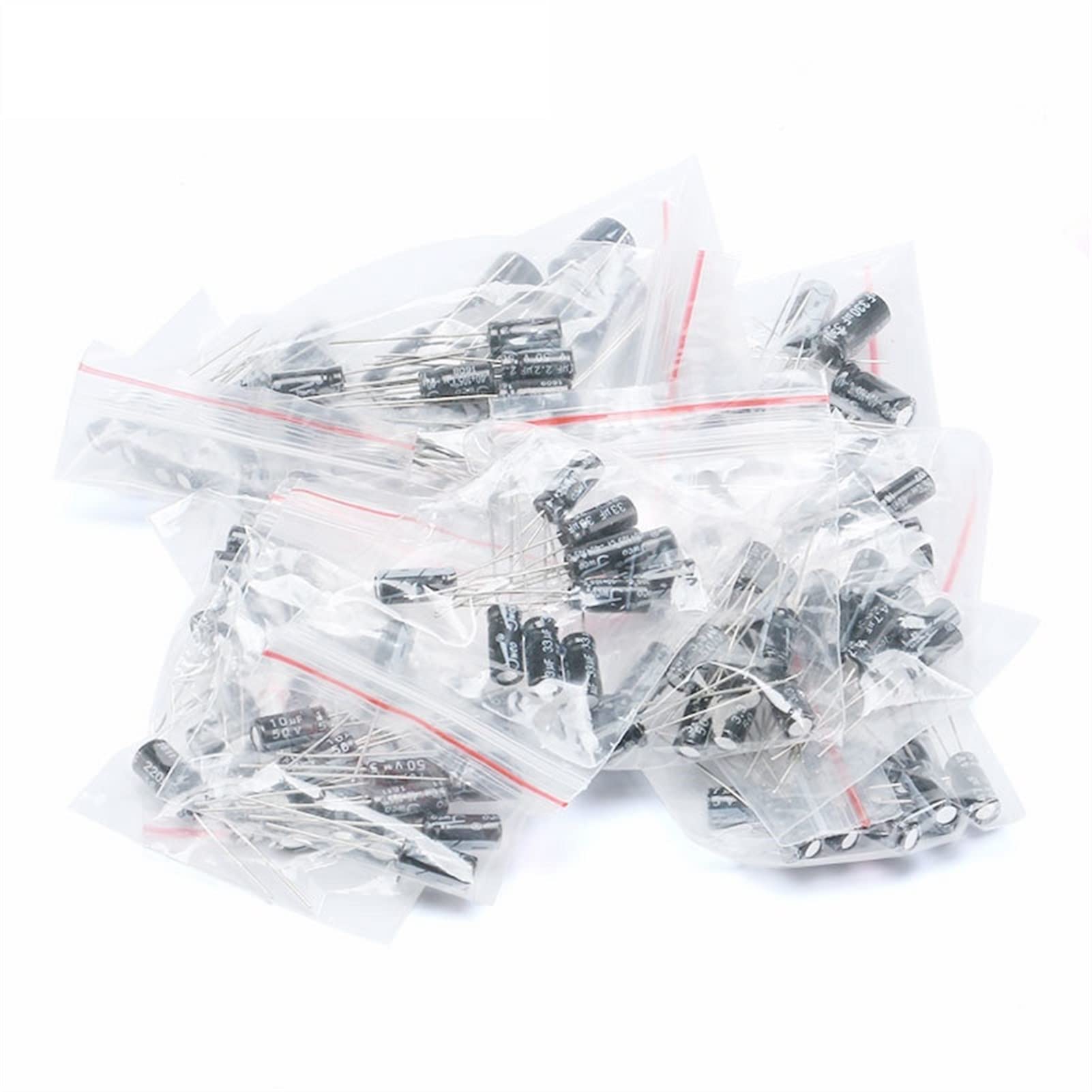 Accesorios electrónicos Condensadores 120pcs 12 Value kit 1uF-470uF Paquete de condensadores electrolíticos 1UF 2.2UF 3.3UF 4.7UF 10UF 22UF 33UF 47UF 100UF 220UF Dispositivos electrónicos