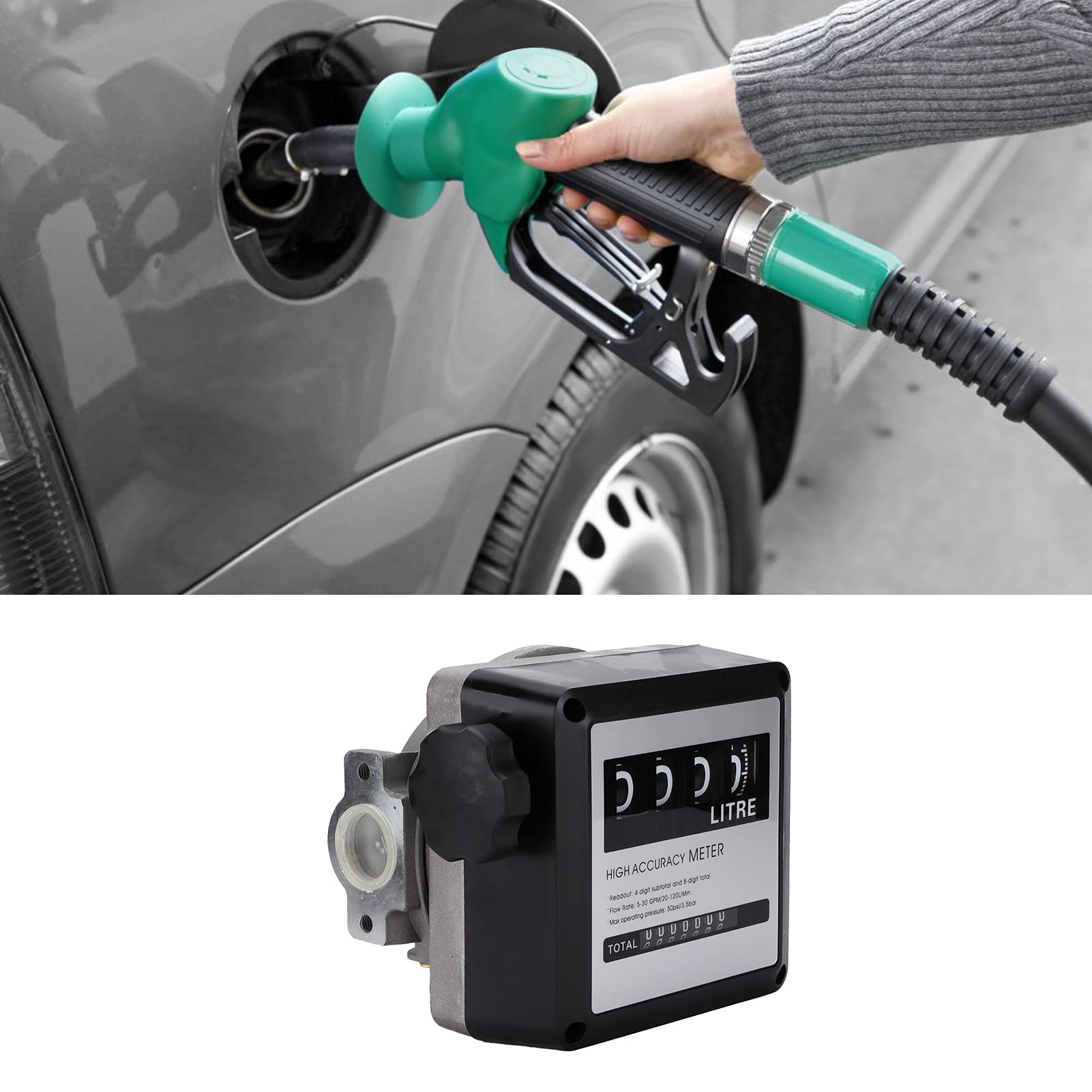 Medidor de Flujo de Pantalla Grande Medición Precisa para Líquidos de Alta Viscosidad como Diésel y Gasolina 1 en 4 Dígitos