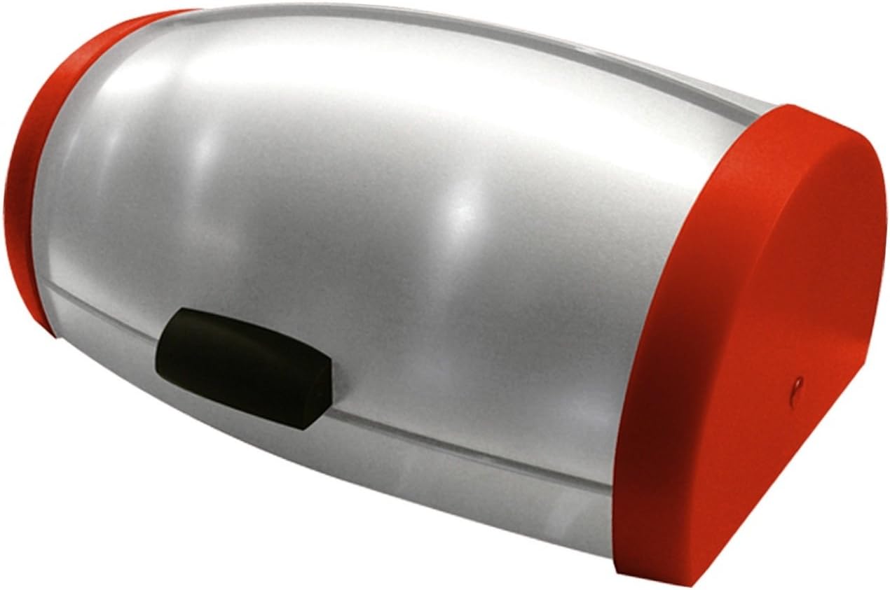 Francois et Mimi Stainless Steel Roll-top Bread Box, Large (Red)