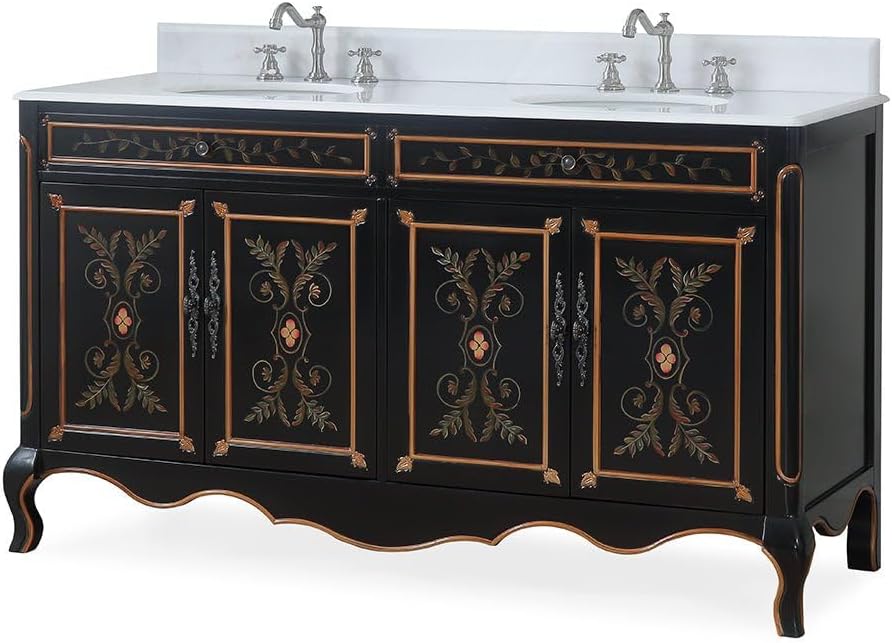 Benton Collection Floral Decoroso Bathroom Vanity (with Door, 60 inch)