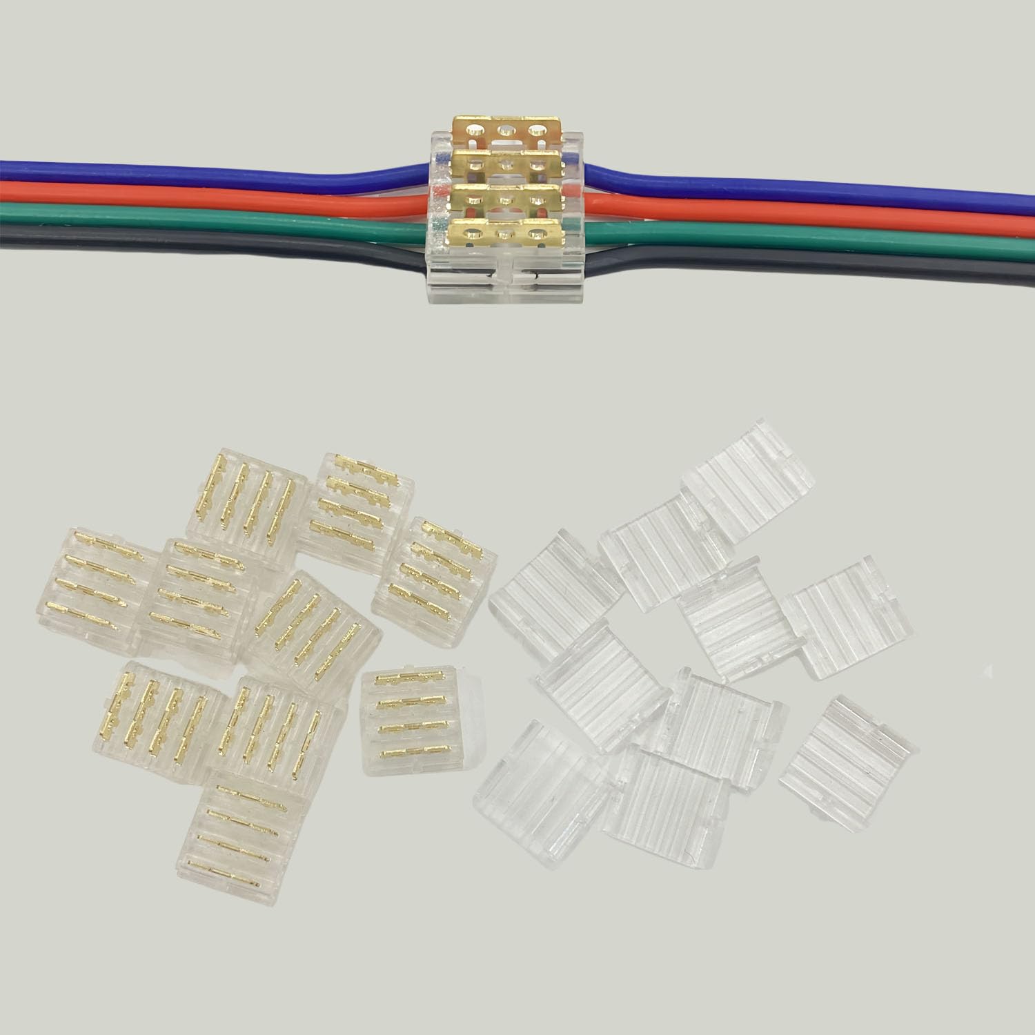 Wire Connectors Quick Connect Terminal,10pcs with Caps 4-Pin Electrical Splice Crimp, Wire to Wire Quick Connect