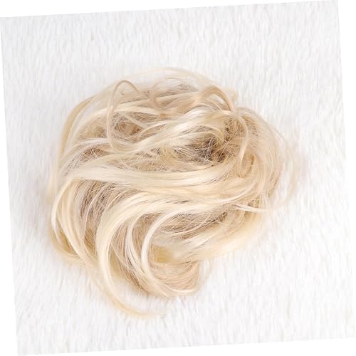 Miniatura 6 de FRCOLOR Peluca rizada elástica Donuthead con lazos para el cabello para mujeres, peluca de cola de caballo esponjosa para niñas para fiestas y bodas