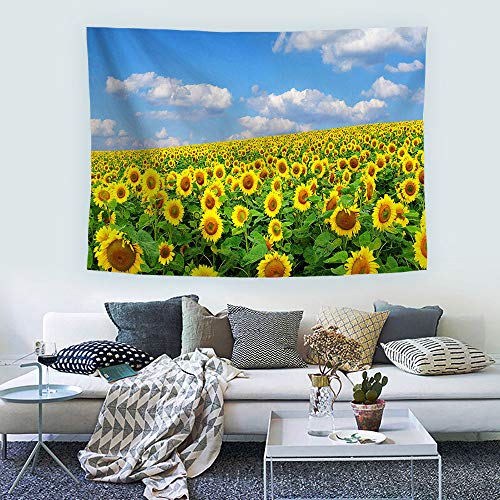 タペストリー 壁掛け 向日葵 ひまわり 空 自然風景 花 インテリア おしゃれ 多機能 装飾用品 背景布 家庭飾り カバー カーテン 個性ギフト 雰囲気変わる飾り 個性ギフト 母の日ギフト 新居祝い (150X130cm,B)