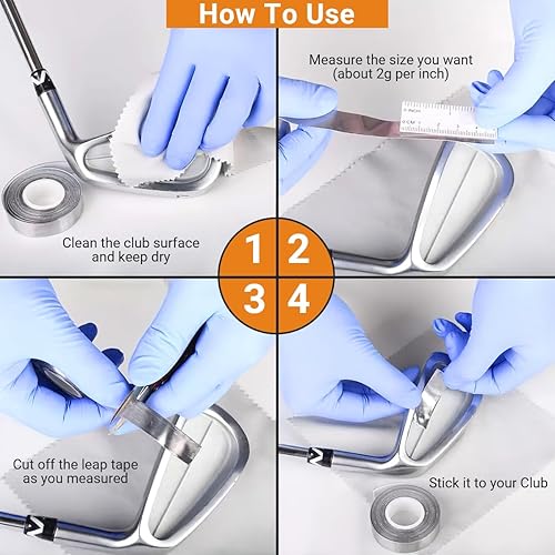 Miniatura 7 de Yeshom Cinta de plomo de golf de 12 x 60 pulgadas100 pulgadas150 pulgadas, 0.07 oz por pulgada, añade peso de swing accesorios adhesivos para palos