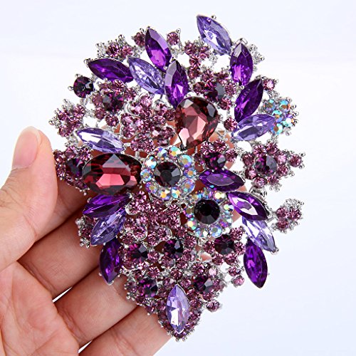 Image of EVER FAITH Women's Austrian Crystal Vintage Style Flower Leaf Cluster Brooch Pendant