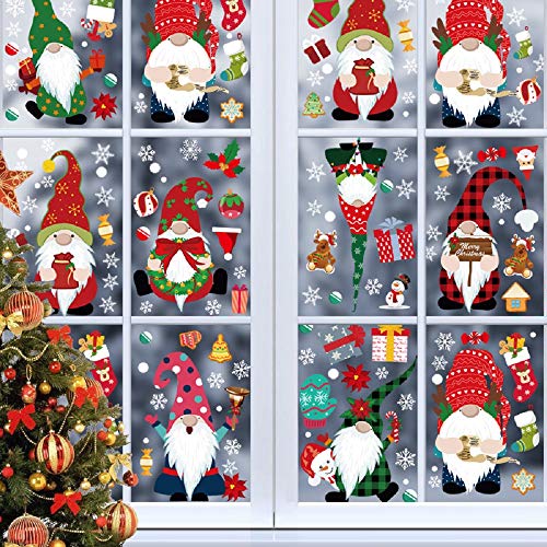 JFAN 8 Hojas/Juego de Adornos navideños para Ventana Adornos navideños para Ventana de Elfo sin Rostro Decoraciones Pegatinas de Pared para Decoraciones de Ventana de Fiesta de Tienda