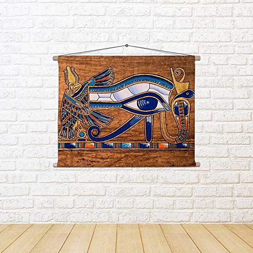 Image of ArtzFolio Egyptian Papyrus Depicting The Horus Eye Velvet Fabric Painting Tapestry Scroll Art Hanging 24inch x 18inch (60.9cms x 45.7cms)