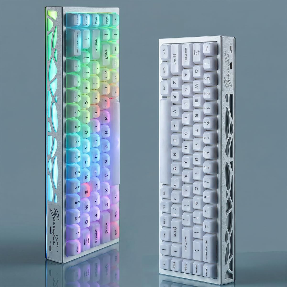 JakeTsai Crystal Jelly White Keycaps, 119 touches PC Keycaps Dye-Sub MDA Profile Translucent Custom Keycap for 61/68/84/87/98/100 Cherry Gateron MX Switches Mécaniques Keyboards