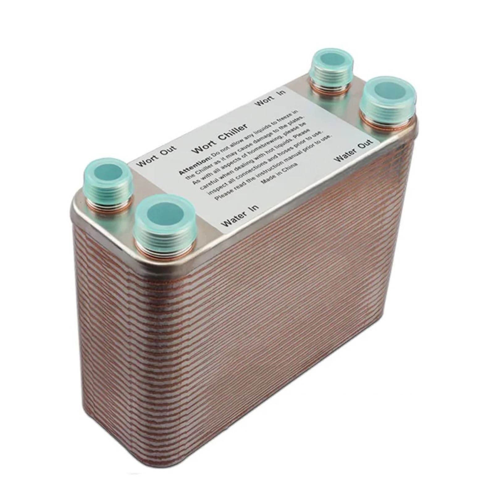 Scambiatore di calore, Refrigeratore di mosto a 60 piastre,Piastra filettata per tubi da giardino in acciaio inossidabile 304,Scambiatore di calore a piastre ad alta efficienza Homebrewing,Porta NPT 3