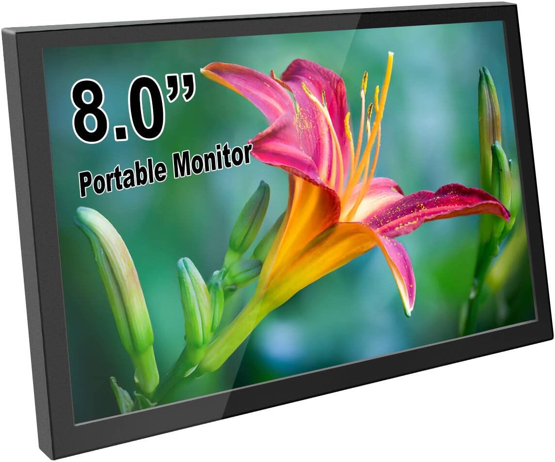 8 Inch Not-Touch Portable Monitor, 1280x800 Mini LCD Display USB Powered Screen Compatible with Raspberry Pi, Laptop, PC, Jetson Nano, Game Consoles