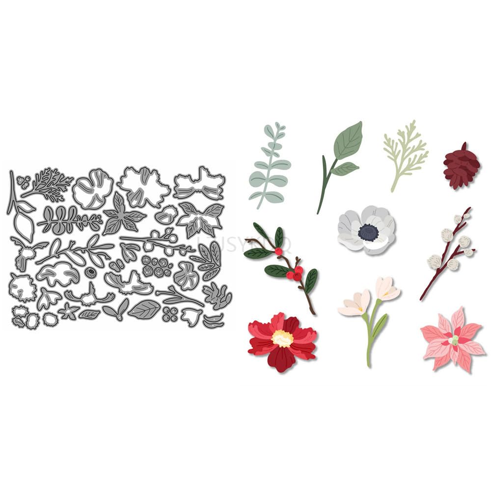 Patchwork Various Flowers Die Cuts for Card Making,Leaves Metal Cutting Dies for Paper Scrapbooking, DIY Stencils for Album Party Wedding Festivals Decoration