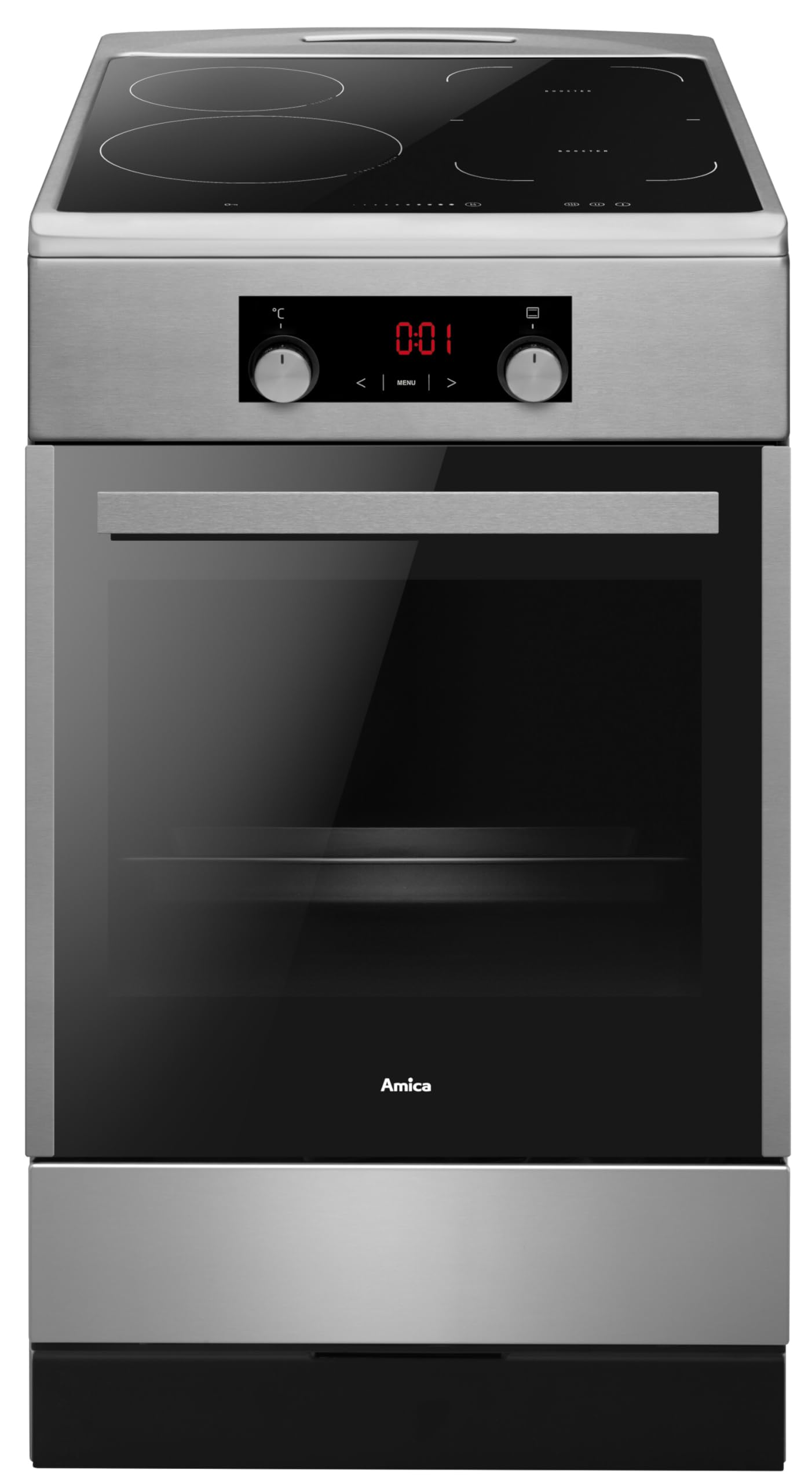 Amica Standherd 65 l Elektro Induktionskochfeld 11 Backofenfunktionen SteamClean SensorTouch SoftClose – standherd induktion Edelstahl