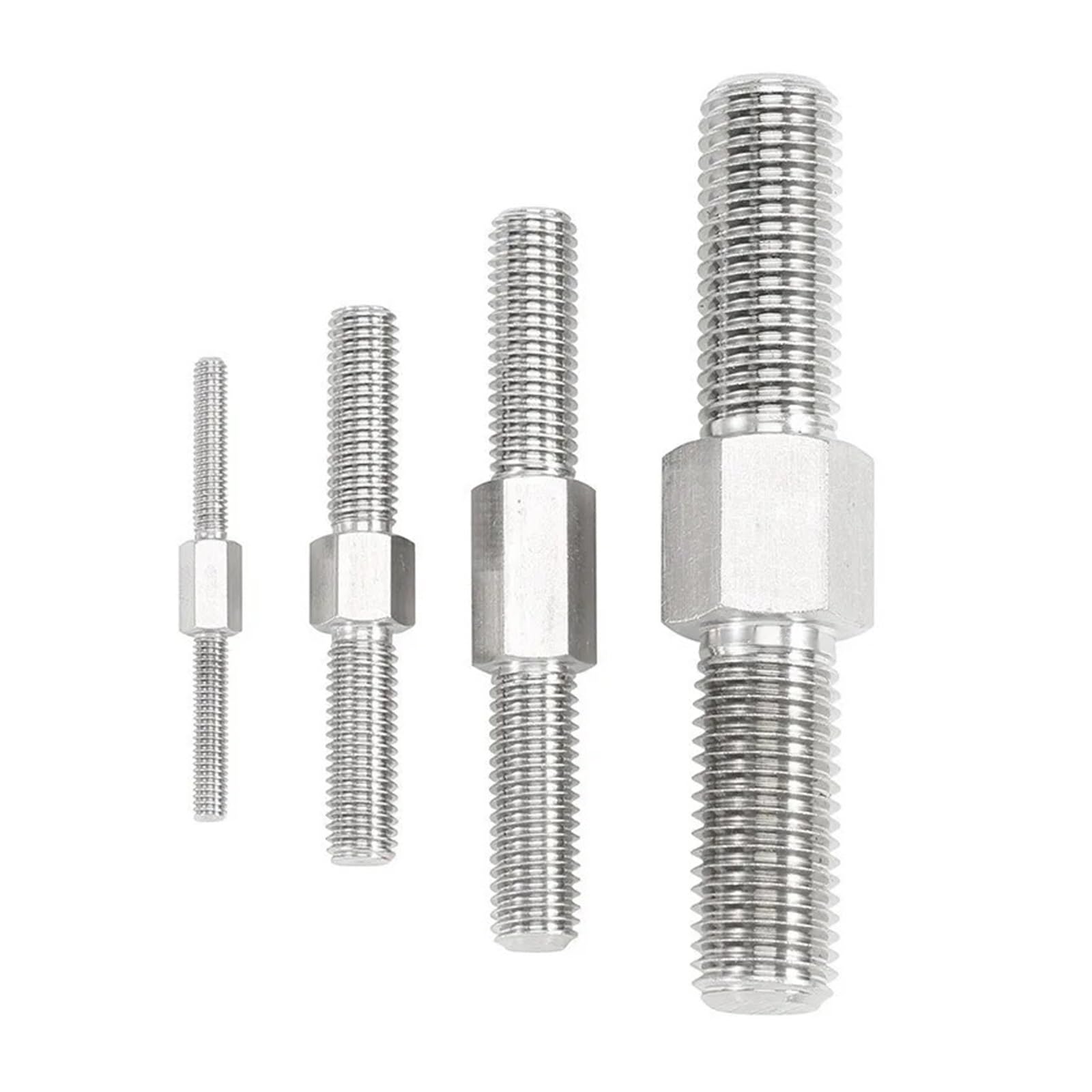 WEKONUMEX Double Ended Stud Nut, Double End Thread Rod 304 Stainless Steel Left Right Thread External Hex M3-M16(90mm,M4-3PCS)