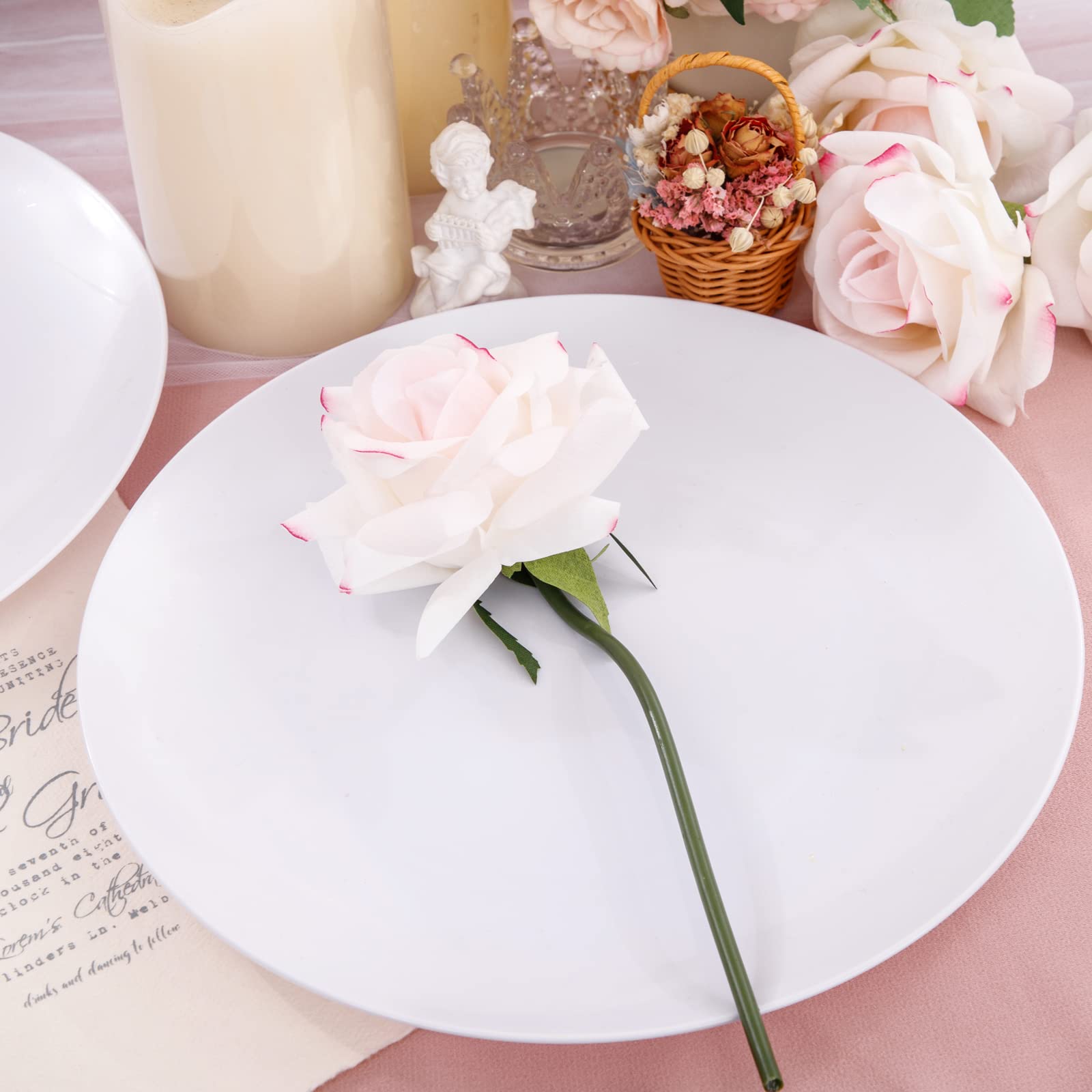 Hioasis 100pcs White Plastic Plates & 10.25 inch White Disposable Dinner Plates & Classy and Elegant Perfect for Wedding & Party