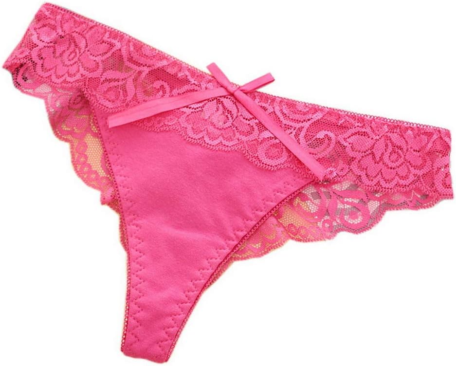 Women Underwear Lace Low Waist Bow G String Briefs B23