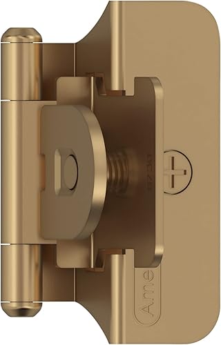 Amerock BPR8701CZ  Bisagra para gabinete  Superposición doble desmontable de 14 pulgada (6 mm)  Bronce champán  Bisagra para puerta de gabinete de