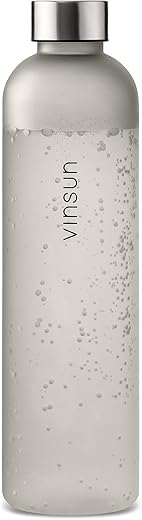 VINSUN Garrafa de água 1L cinza - livre de BPA, à prova de vazamento, ecológica, Tritan - Garrafa de bebida reutilizável para esportes, academia, viagens, escola, ciclismo, corrida, trabalho