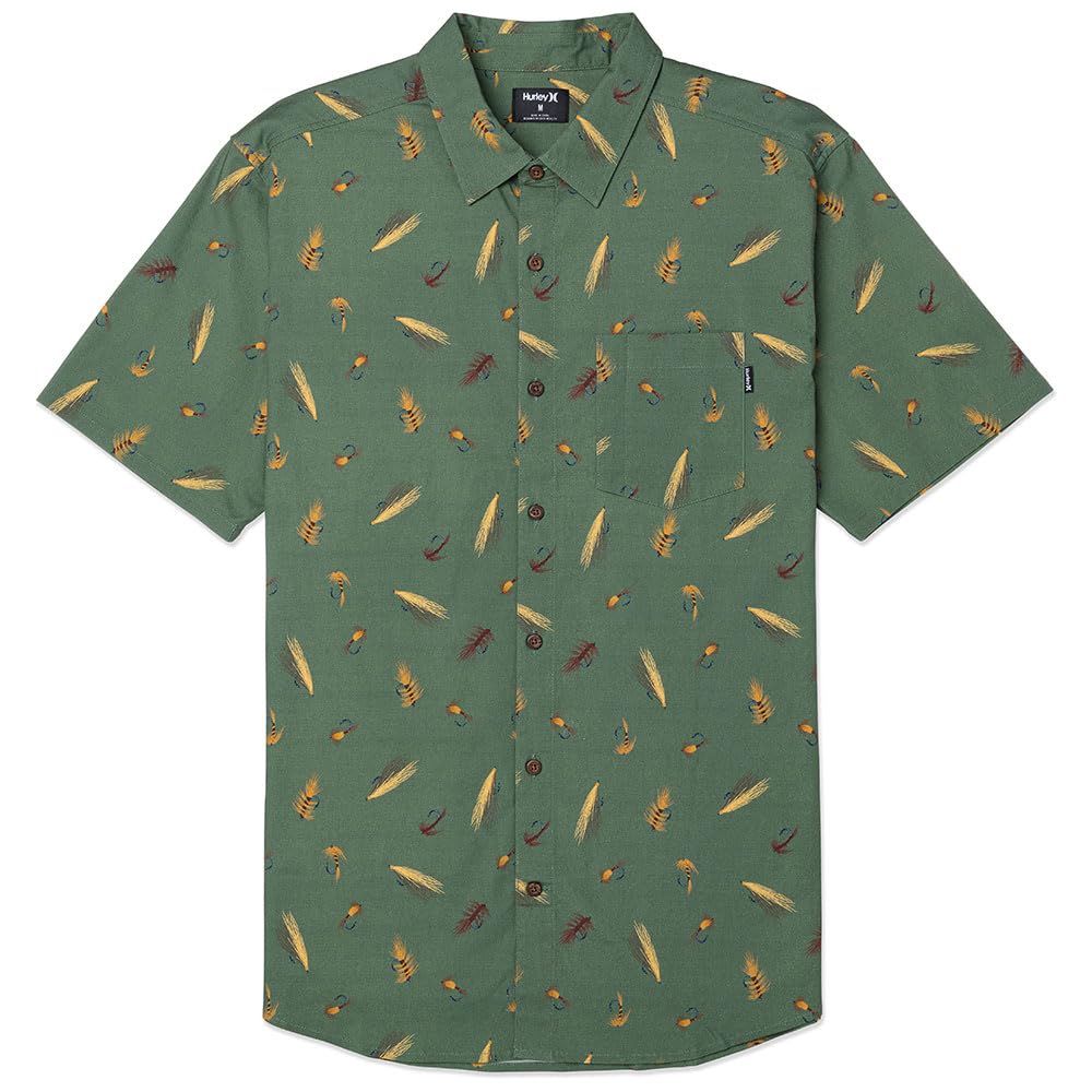 Hurley Men's One and Only Lido Stretch Ss Shirt, Malverde, S