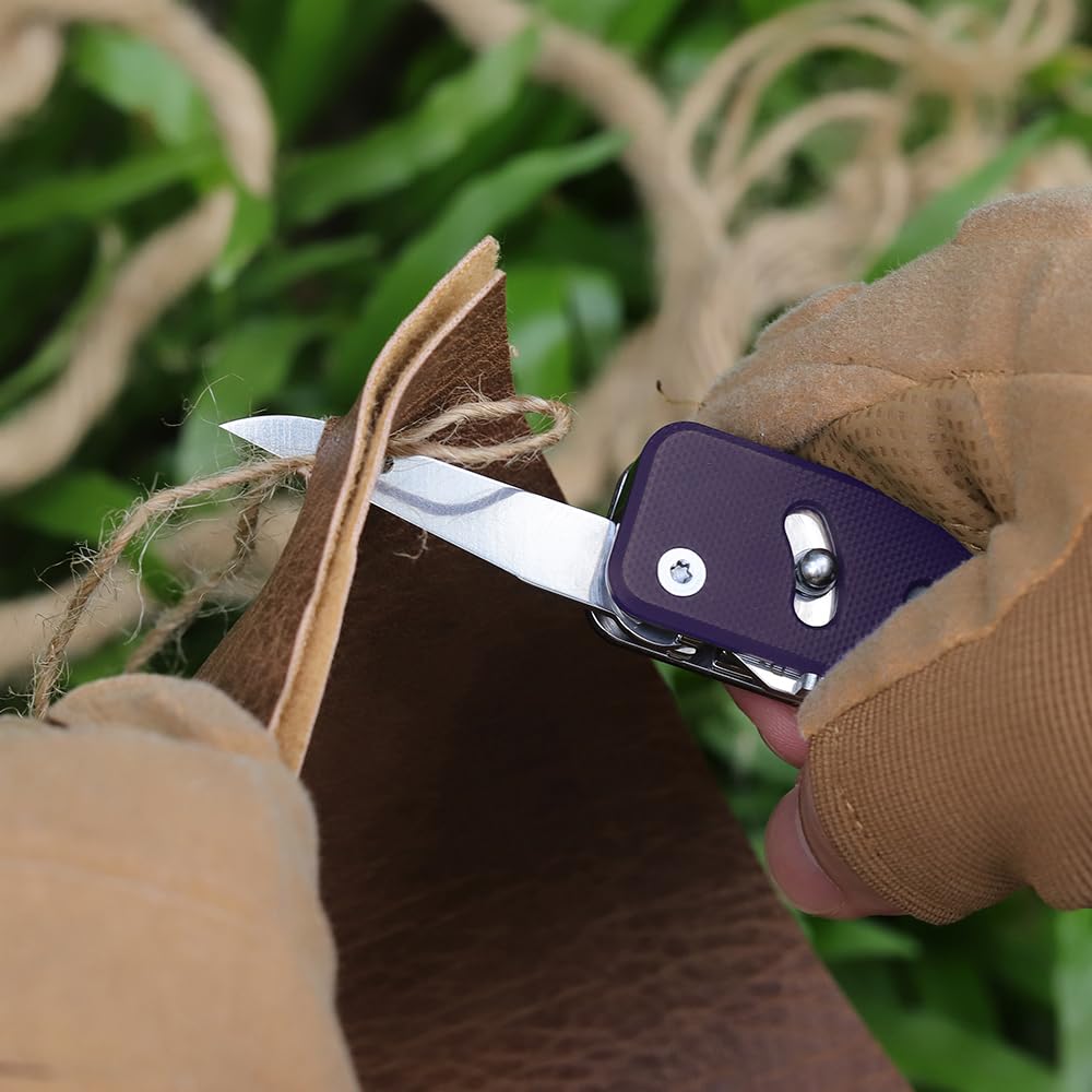 ROXON S503G Flex Companion Outil de poche modulaire et ajustable(Violet) | pré-installé avec 8 outils essentiels (tournevis 1/4", lame D2, tournevis, scie conique, ciseaux, etc.)