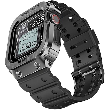 amBand Cinturino Sportivo Militare Comapatibile con Apple Watch 44mm,  Traspirante Cinturino di Ricambio con Custodia per iWatch 44 mm Series SE 6  5 4 Black : Amazon.it: Elettronica