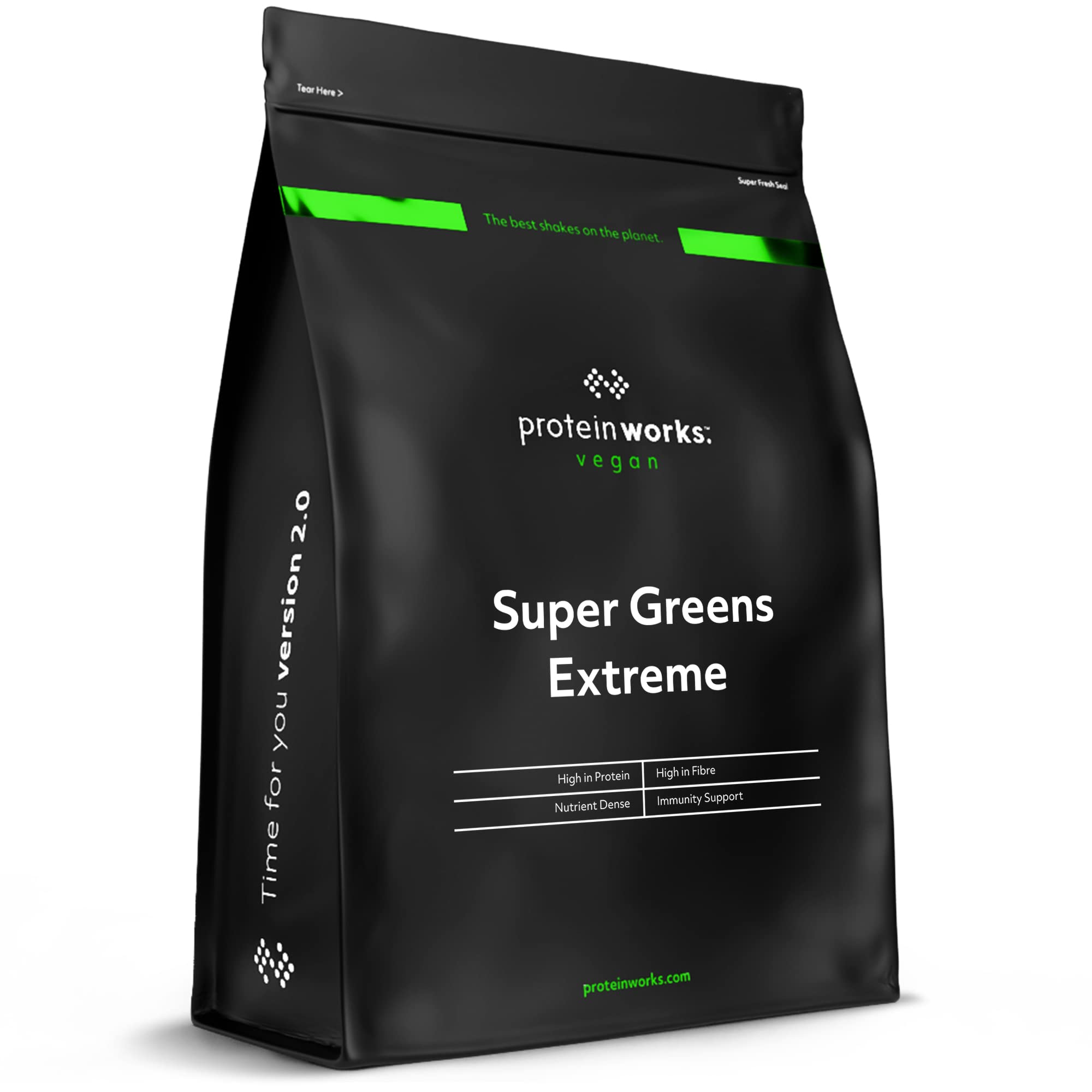 Protein Works | Super Greens 360 - Gold, Ponche Tropical, 1 kg | Mezcla de Superalimentos Verdes Mejorada, 159 Beneficios para la Salud, Antioxidantes, Adaptógenos, Vegano, 83 Porciones