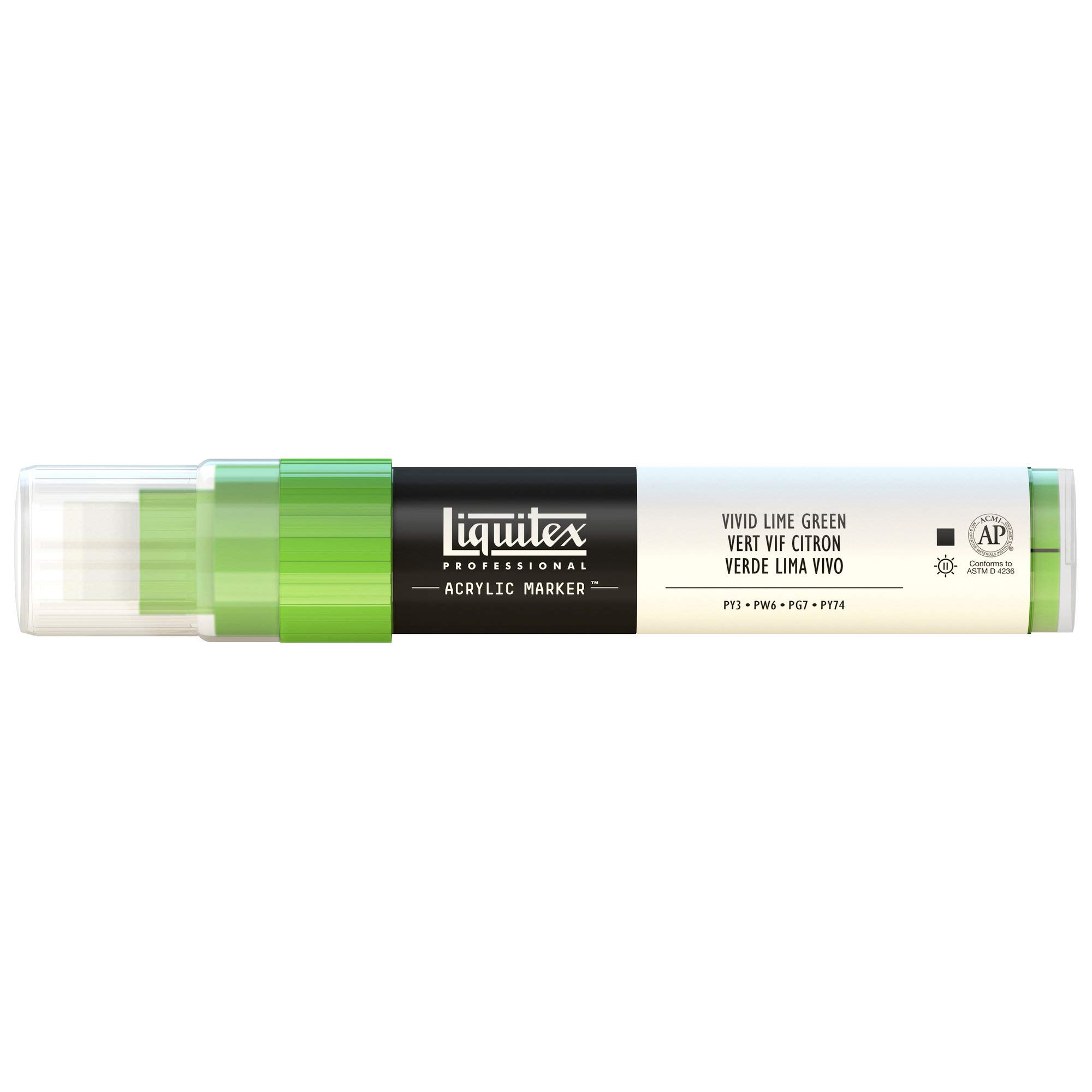 Liquitex 4610740 Professional Paint Marker, Acrylmarker mit hochpigmentierte Acrylfarbe auf Wasserbasis für den Innenbereich & Außenbereich, breite Spitze - Zitronengrün feurig