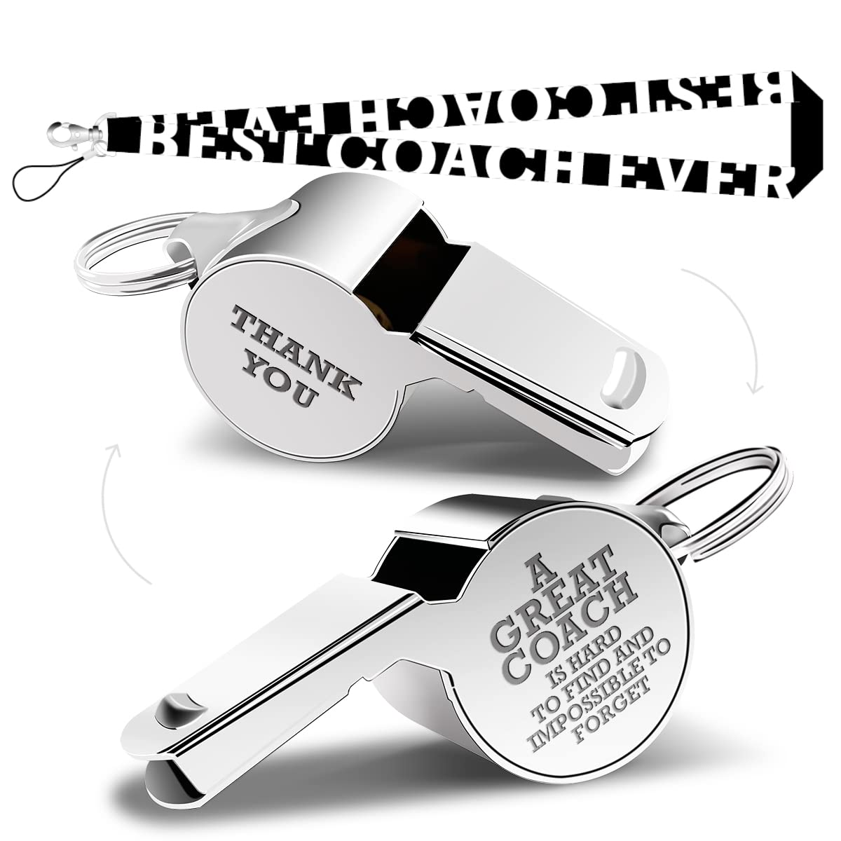 Whistle Thank You Coach Gifts Whistle for Coaches Teachers Whistle Emergency Coach Referee Lifeguard Loud Whistle for Men Women Referees School Sports