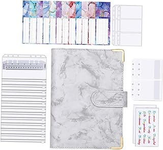 Gogogmee 1 Conjunto De Envelope De Couro De Orçamento De Folhas Soltas A6 Fichário De Couro Caderno Orçamento Livro Fichário De Couro Pu Envelope De Dinheiro Organizador De Livro De