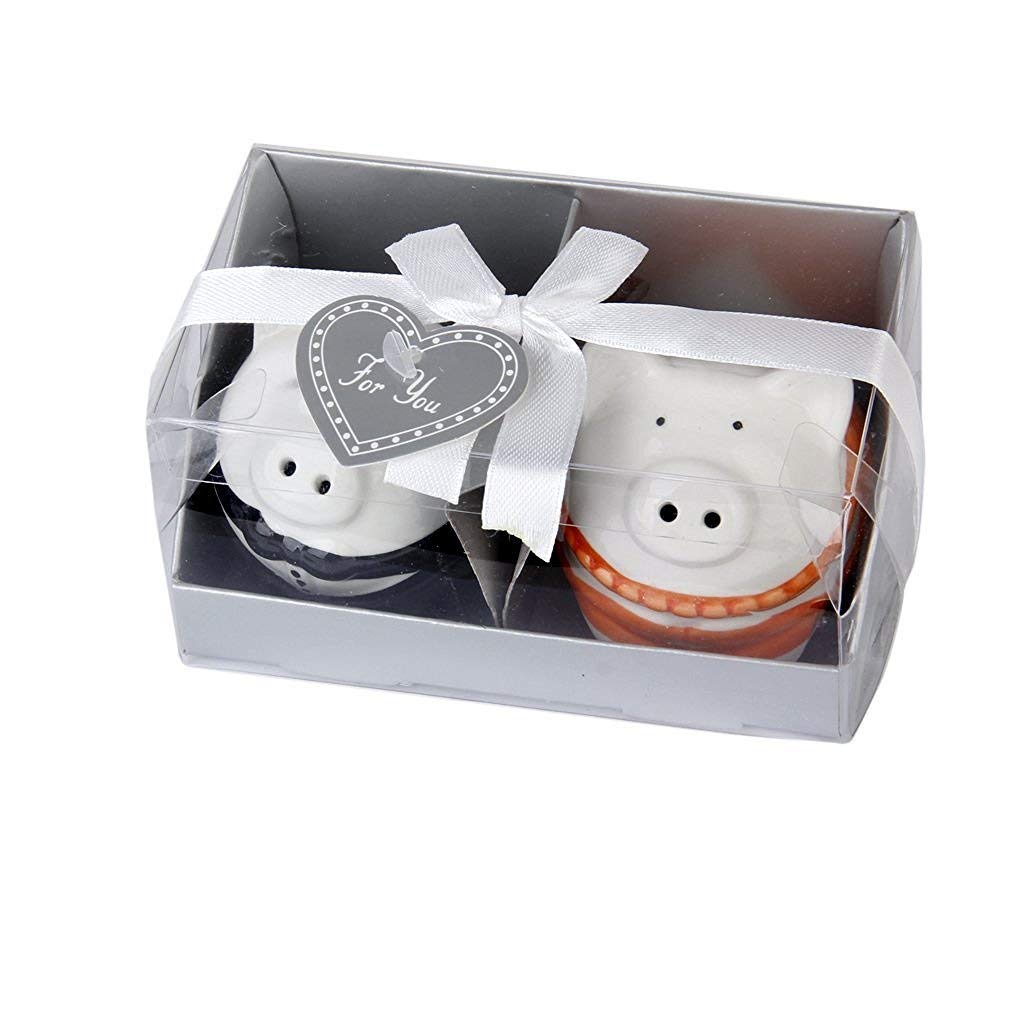 Beautiful Ceramic Pig Couples Salt Pepper Shaker Set Wedding Favours Cost-effective and Durable