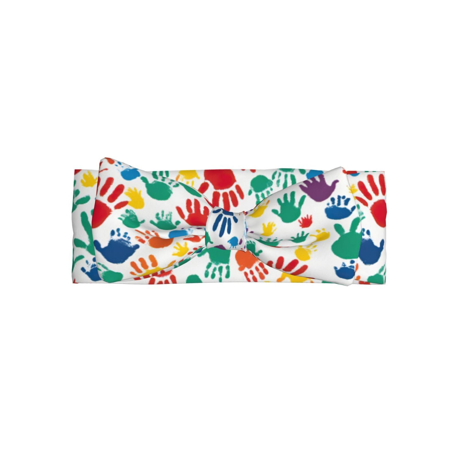 Soft Bows - Hand Print Print Baby Bow Headband, Cute Hair Accessories for Newborns, Infants, Toddlers