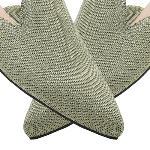 Image of Tilocow Knit Mules Office Slip on Loafers Business Casual Flats for Women