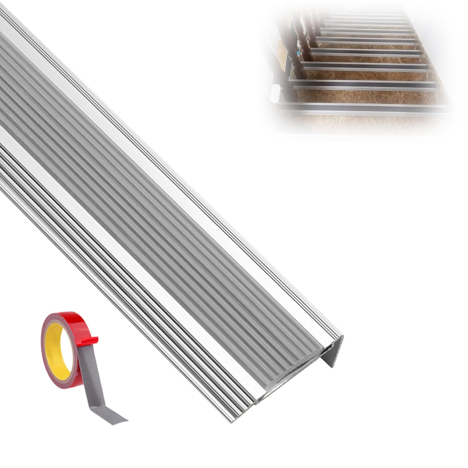 Perfil De Borde De Escalón Autoadhesivo | Antideslizante Y Protector | PVC Gris 4m (4x 1/4m) | Seguridad Para Niños Y Mayores