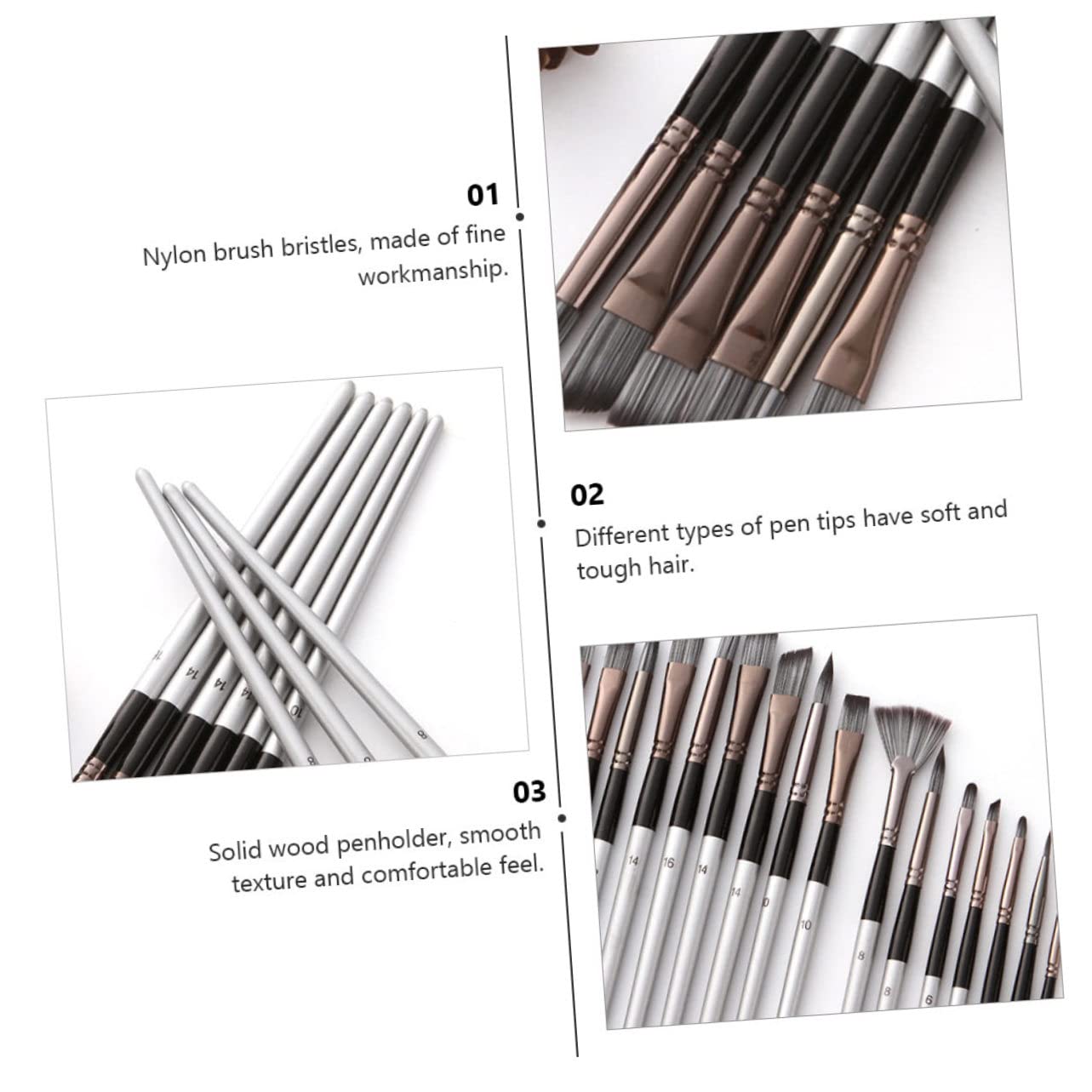 DOITOOL 24 Piezas Pinceles para Dibujo con Pinceles de Nailon para Pintura Acuarela Óleo y Pintura de Estudiante Adecuado y Dibujo de Estudiante