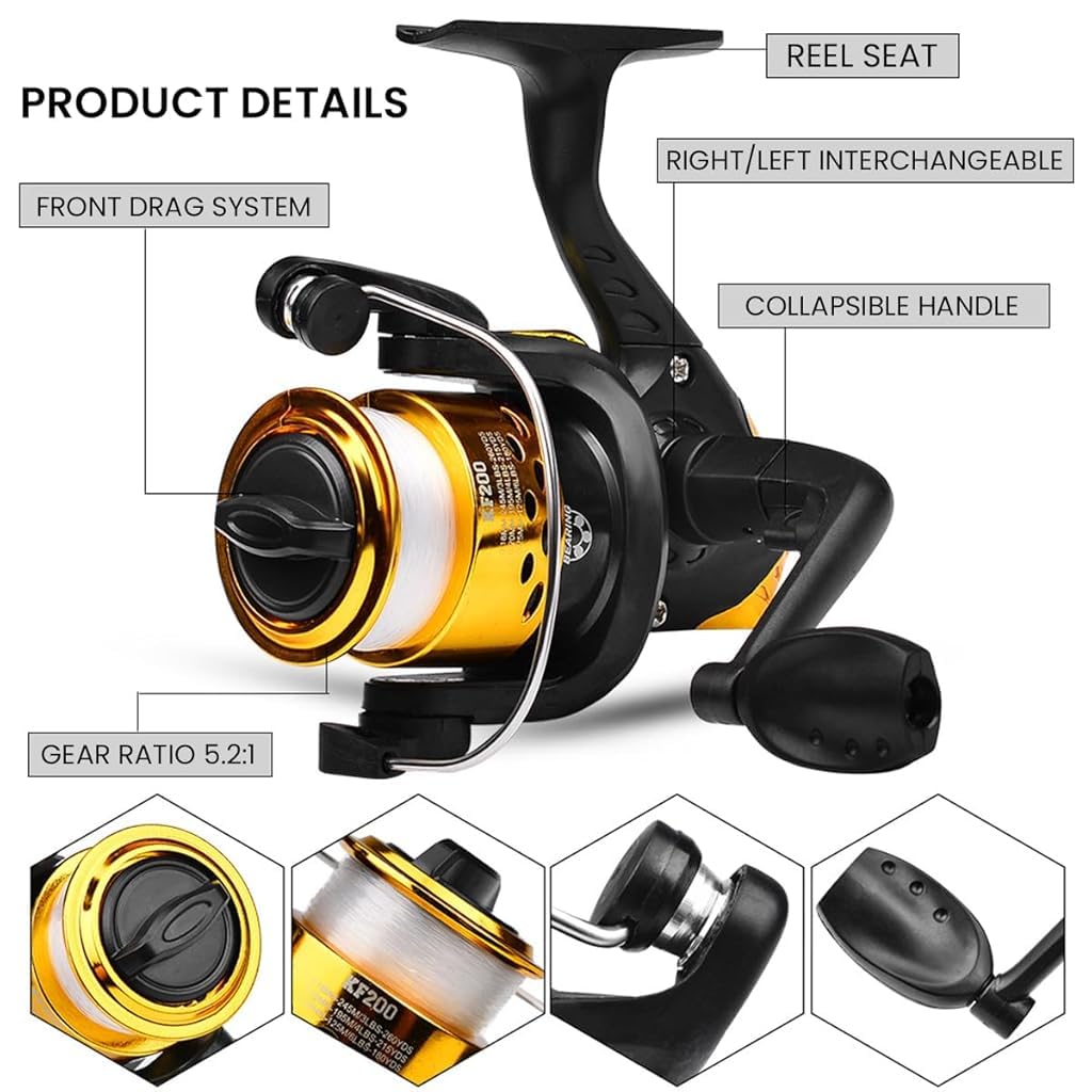 Qpets® Telescopic Fishing Rod and Reel Combo 1.8M Carbon Fiber Spinning Portable Travel Kit with Bait Beginner Friendly Starter Pack 2PCS 1