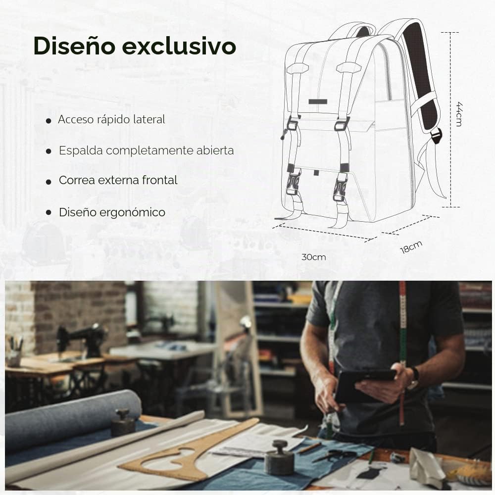 K&F CONCEPT Mochila para cámara, bolsas de cámara para fotógrafos, funda de cámara de gran capacidad con cubierta impermeable, compartimento para laptop de 15 a 15.6 pulgadas compatible con dron Canon