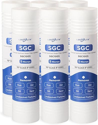 Whole House - Cartucho de filtro de agua de pozo de sedimentos ranurado de 5 micrones, de 2.5 x 10 pulgadas, para AP110, WHKF-GD05, AO-WH-PREV-R2,