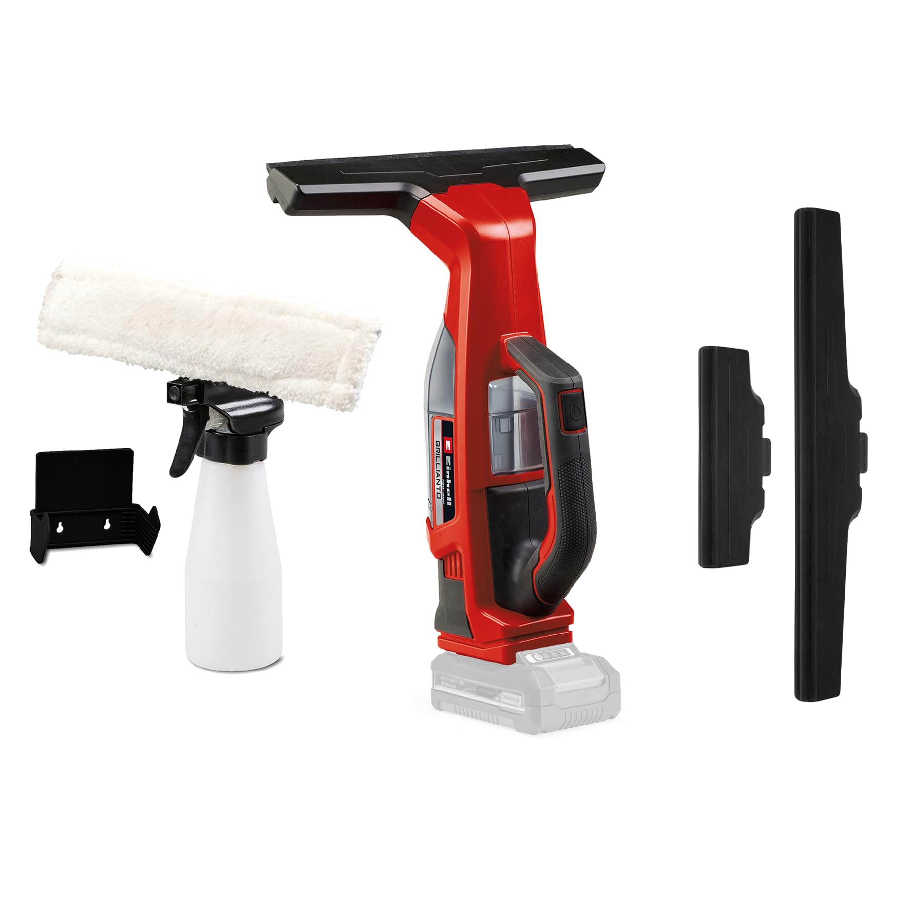 Einhell Akku-Fensterreiniger BRILLIANTO Power X-Change (18 V, 28 cm lange Saugdüse, streifenfreie Reinigung, inkl. Sprühflasche mit Mikrofasertuch, Düsenset, ohne Akku)